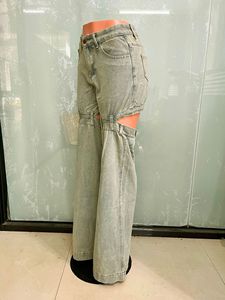 Pantalones <span class=keywords><strong>vaqueros</strong></span> de mezclilla recortados de cintura alta informales a la moda, Pantalones <span class=keywords><strong>vaqueros</strong></span> de pierna recta para <span class=keywords><strong>mujer</strong></span>, pantalones <span class=keywords><strong>vaqueros</strong></span> largos lavados a la moda para chica al por mayor - Product Image 5