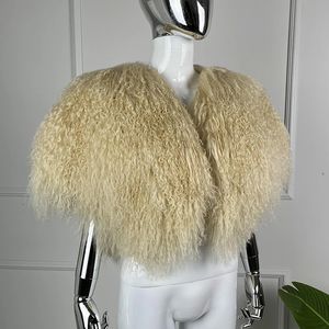 Veste pour femme, veste courte en <span class=keywords><strong>fourrure</strong></span> de mouton, veste en <span class=keywords><strong>fourrure</strong></span> de mouton de Mongolie véritable, manteau luxueux et chaud, nouvelles arrivées - Product Image 1
