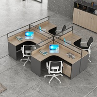 Postazione di Lavoro per Ufficio di Alta Qualità, Convertibile, in MDF E1, Moderna, per 4 Persone, con Telaio in Alluminio, a Forma di L, Tavolo per Computer, Cubicoli per Call Center