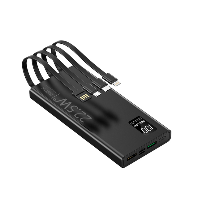 20000mAh Portable Battery Charger Power Bank Built in Cable Power Bank 10000mah with 22.5W PD Fast Charging for Phone