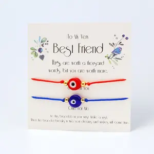 Kingcome New Red Rope Woven Card Carrying Strap Devil's Eye Couple Bracelets Simple Best Friend Evil Angel Eye Bracelet