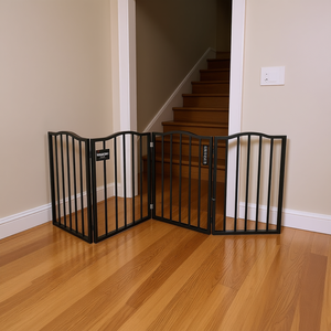 Puerta Plegable Independiente de Acero Inoxidable para Mascotas, para Puertas Interiores, Estilo Madera, Forma Rectangular - Product Image 2