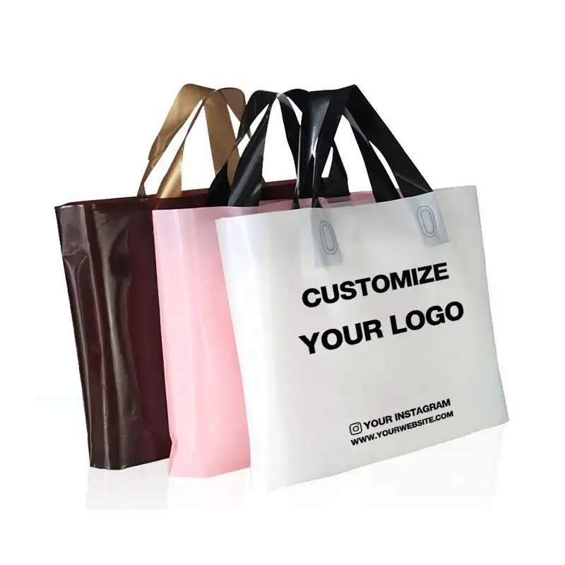 Clear Biodegradable Frosted Plastic Carry Bag with Handle Thicker Transparent Shopping Bag Clothing Packing Use Fruit Flour Feed