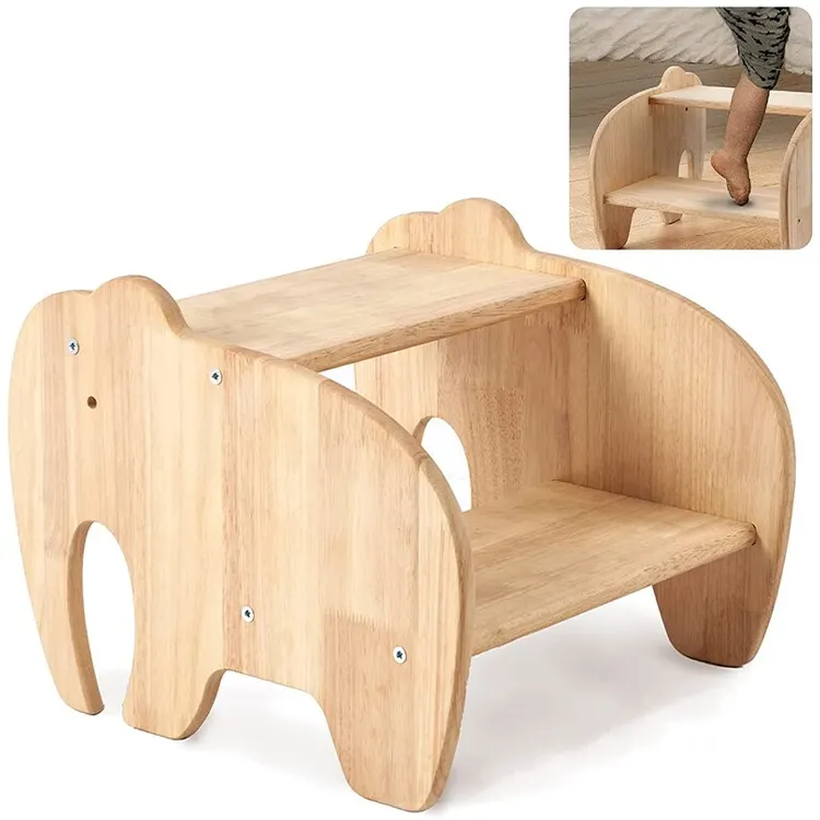 象の形の木製ステップスツール幼児ステップスツールベッドステップスツール