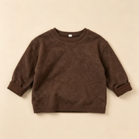T-shirts décontractés à manches longues en coton tricoté à col rond rétro pour bébés et enfants (garçons et filles) Printemps-Automne