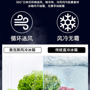 Réfrigérateur côte à côte AUX 410L, double cycle de refroidissement, écoénergétique, grande capacité, design fin - Product Image 6