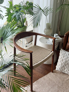 BST Luxury Walnut Solid Wood Simulation Rope <strong>Weaving</strong> Nordic Style Italian Style <strong>Dining</strong> <strong>Chair</strong> Suitable for Restaurants and Hotels - Product Image 6