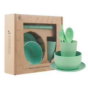 <span class=keywords><strong>Set</strong></span> di 6 Pezzi di Stoviglie in Paglia di Grano, Posate Ecologiche, <span class=keywords><strong>Set</strong></span> di <span class=keywords><strong>Piatti</strong></span> Infrangibili per Campeggio - Product Image 4
