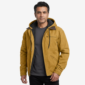 Plus Size 2XS-8XL Men's Vintage Plush Lining Winter 100% Cotton Thickened <b>Padded</b> Hoodie Flag Zipper Warm - Product Image 1