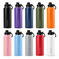Bouteille d'eau isotherme en acier inoxydable personnalisée, écologique, sans BPA, anti-fuite, avec poignée, 40 oz, pour le sport et la gym