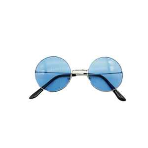 PESENAR 60s Dress-Up Kit 6pcs: <span class=keywords><strong>perruque</strong></span> <span class=keywords><strong>hippie</strong></span>, moustache décoration, lunettes rondes, bandana et ensemble de bijoux rétro - Product Image 4