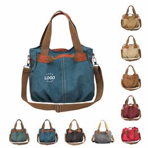 High Quality Classic Vintage Canvas Shoulder <b>Bag</b> Women Customized LOGO Portable Messenger Handbag Travel <b>Work</b> Larger Capacity - Product Image 2