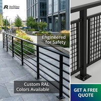 Luxuriöses Zeitgenössisches Aluminium-Legierung Rahmenloses Balkon-Treppengeländer Rostbeständige Schwarze Lamellen DIY-Installation Hotel Apartment 5