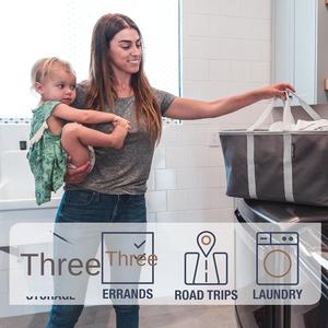 Panier à linge pliable, imperméable, gain de place, en coton, grande capacité 50L, conteneur de rangement moderne pour vêtements, buanderie - Product Image 3