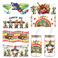 Cinco De Mayo enveloppe de tasse UV DTF personnalisée conception durable lavable enveloppe de tasse transferts 16oz impression transfert autocollant tasse autocollants enveloppe