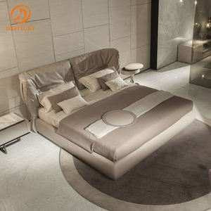Nuevo Diseño <span class=keywords><strong>de</strong></span> <span class=keywords><strong>Cama</strong></span> Moderna con Cabecera <span class=keywords><strong>de</strong></span> Cuero Elegante, Cómoda, con Respaldo <span class=keywords><strong>de</strong></span> Cuero Genuino, Estilo Italiano - Product Image 2