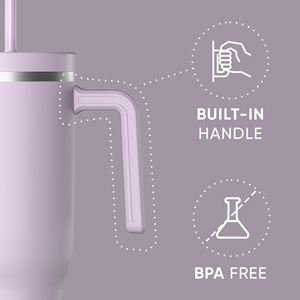 Gobelet isotherme réutilisable en acier inoxydable à double paroi, écologique, moderne et luxueux, 40 oz, avec poignée et paille - Product Image 2
