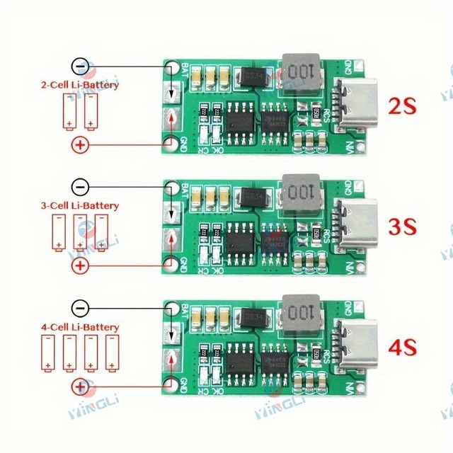 Multi-Cell 2S 3S 4S Type-C To 8.4V 12.6V 16.8V Step-Up Boost LiPo Polymer Li-Ion Charger 18650 Lithium Battery 7.4V 11.1V 14.8V