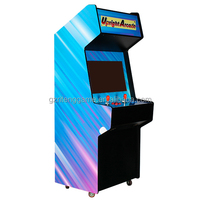 Borne d'arcade classique rétro à monnayeur avec jeux vidéo, joystick et carte de jeu, modèle vertical