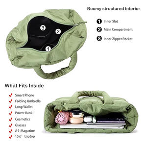 Custom Lightweight <span class=keywords><strong>Nylon</strong></span> Grande Acolchoado Soft Puffy <span class=keywords><strong>Tote</strong></span> <span class=keywords><strong>Bag</strong></span> Travel Fralda Bolsa - Product Image 2