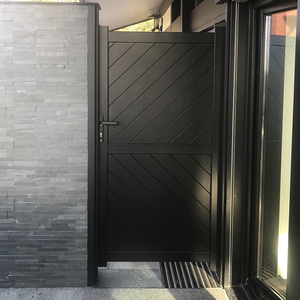 Portails en métal noir <span class=keywords><strong>anthracite</strong></span> pour allée extérieure, à monter soi-même, avec poteaux en aluminium et panneaux en composite bois-plastique (WPC) pour clôture de jardin - Product Image 3