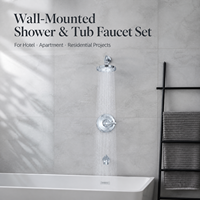 Robinet de douche thermostatique contemporain poli à effet pluie, en laiton chromé, à montage mural, mitigeur monocommande, avec cartouche céramique 5