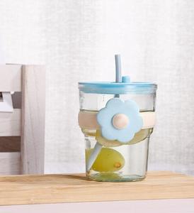 Bonito Cartoon Verão Limão Chá Copo De Vidro Listrado Drinkware - Product Image 5