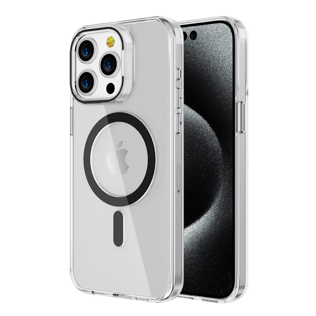 Non-yellowing Shockproof Magnetic Transparent Case for iPhone 15  PC Cover for iPhone 11 12 13 14 15 Pro Max Plus