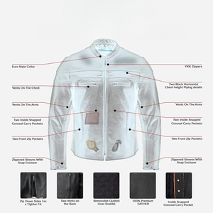 Blouson de moto en cuir véritable pour homme avec poches zippées, veste de motard, vêtement d'extérieur durable et résistant - Product Image 6