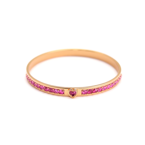Fashion Charm <b>Bracelet</b> 316L Stainless Steel PVD Gold Plating Pink <b>Crystal</b> Heart Design - Product Image 2