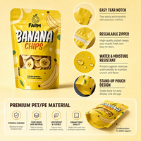 Pochette transparente à fermeture éclair, sac d'emballage en plastique de qualité alimentaire pour chips de bananes et noix, personnalisation en petites séries possible