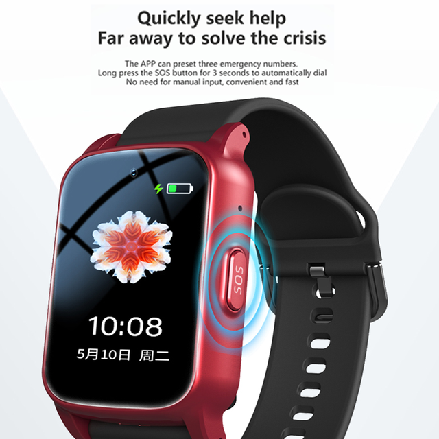 GPS Smart Watch for Elderly Fall Detection & SOS Video Call Tracker 4G Sim Card Fitness Old People Locator Android Operated