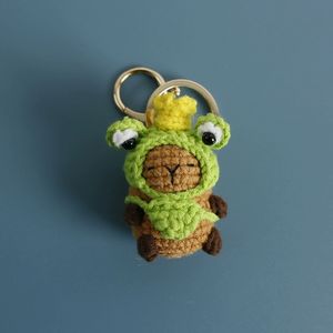 Nieuwe Handgeweven <span class=keywords><strong>Drag</strong></span> Capybara Kleine Pop Wol Gehaakte Capibara Sleutelhanger Handhanger - Product Image 5