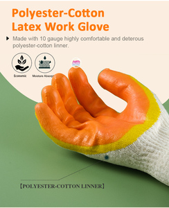 Coated <b>Glove</b> Custom Palm Protection Working Rubber Hand Double Latex Poly Cotton 10 Gauge Personal Care Yellow Comfortable ANMAY - Product Image 4