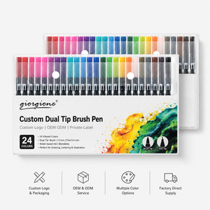 Stylos pinceaux à double pointe personnalisés Giorgione, 12/24/36/48/72/100 couleurs, marqueur pour tableau blanc, <span class=keywords><strong>encre</strong></span> permanente, pointe plate - Product Image 1
