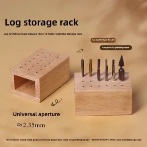 Support de rangement et présentoir en bois pour 18 embouts de ponceuse à ongles, boîte de rangement vide pour têtes de ponçage, étui organisateur pour outils de manucure - Product Image 4