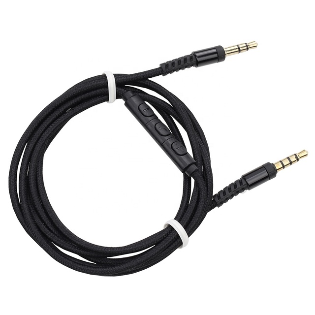 1.2m Audio Cable 3.5mm Male to Male Jack Aux Audio Cable with Mic to Volume Control for Headphone Mobile Phone Car Speaker Line