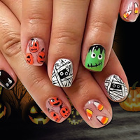 24 faux ongles courts carrés à presser, Halloween, bordeaux, motif sang coulant, crâne, toile d'araignée, français, réutilisables, couverture complète, pour femmes