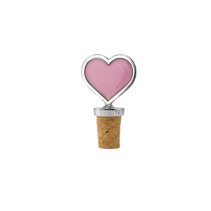 Silver Rimmed Pink Heart <b>Wine</b> Stopper Food Grade Wood Cork Bottle Seal For Red Champagne - Product Image 2