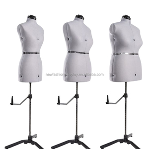 Maniquí Femenino de Medio Cuerpo al por Mayor, Negro Grisáceo, Ajustable, Mesa de <span class=keywords><strong>Corte</strong></span> con Aguja para Sastre <span class=keywords><strong>y</strong></span> Modista, Hecho de Plástico - Product Image 1