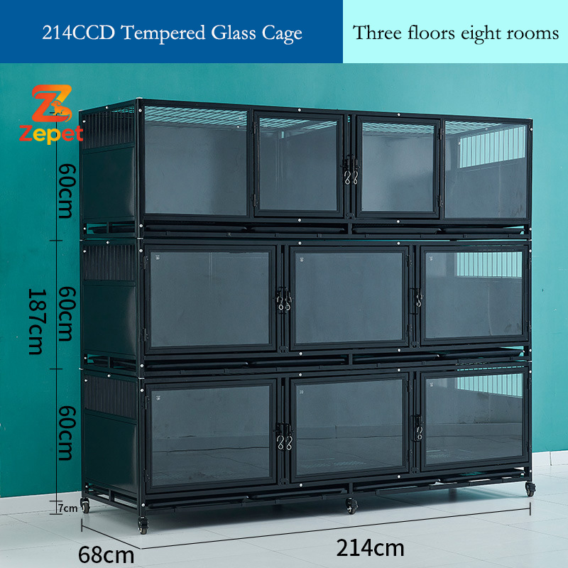 Cage en verre trempé noir 214CCD