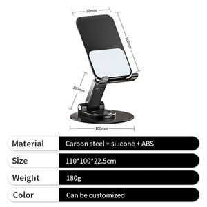Wholesale Adjustable Rotating Phone Holder Black 360 Degrees Rotatable Desktop Flexible Portable Phone Stand with Logo - Product Image 5