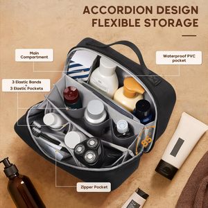 Custom Accordion Design Travel Essentials <b>Mens</b> Travel <b>Toiletry</b> Organizer Water Resistant Tri-layered Shaving <b>Bag</b> for <b>Toiletries</b> - Product Image 2