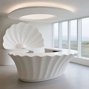 Bàn tiếp tân khách sạn 5 sao hiện đại hai người bàn tiếp tân LED trắng Thẩm mỹ viện hình đặc biệt - Product Image 5