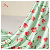 Tissu satiné 100% polyester de luxe tissé ODM&OEM, tissu imprimé personnalisé, motif floral pour robe de mariée