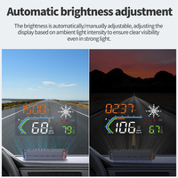 WiiYii M30 HUD para Auto con OBD GPS Híbrido Compatible con Vehículos Eléctricos, Alarma de Exceso de Velocidad, Brújula, Temperatura de Combustible y Agua, Atenuación Automática