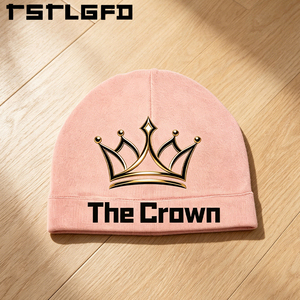 Custom Logo Printed Beanie Wholesale Bulk Pink Knit Hat With Soft Fabric <b>Winter</b> Cuffed Skull <b>Cap</b> Manufacturer - Product Image 4