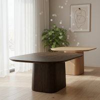 Table à manger ovale en bois de style nordique moderne avec base en bois, assemblée, écologique, pour hôtel et villa