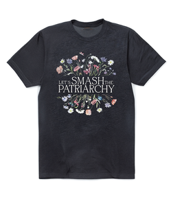 T-shirt da donna a maniche corte con stampa floreale, girocollo, 100% cotone, vestibilità regolare, casual, con messaggio di uguaglianza - Product Image 1