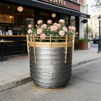Jardinière en métal de grande taille avec revêtement en poudre - Design classique minimaliste, durable et écologique pour la maison, l'hôtel, le centre commercial